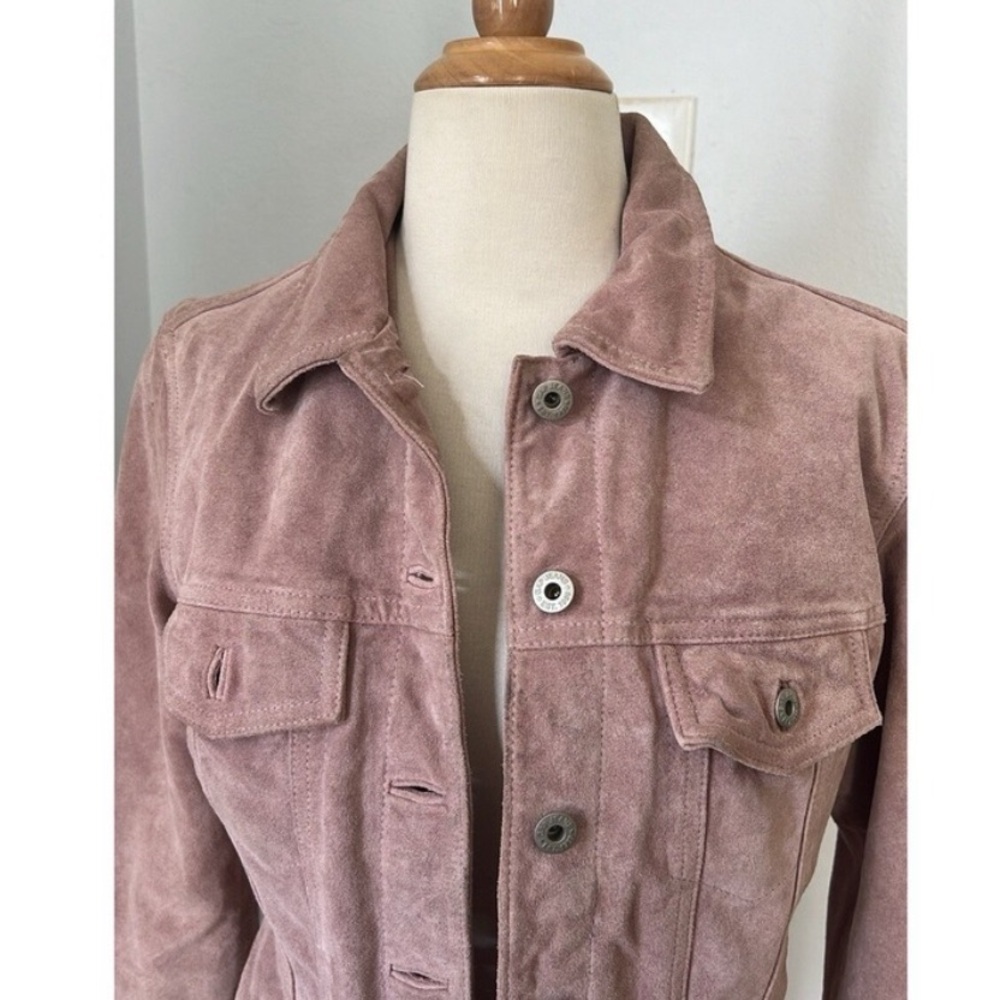 GAP Suede Y2K Trucker Jacket in Dusty Pale Pink 💓 - Picture 4 of 5